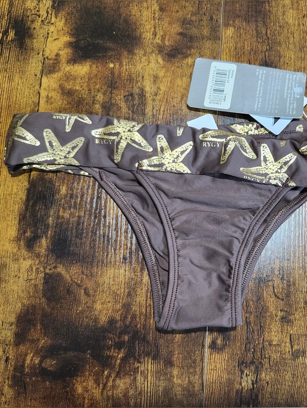 Brown Starfish-Print Bikini Bottom